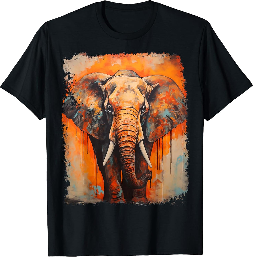 Pop Art Colorful Elephant Orange T-Shirt