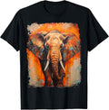 Pop Art Colorful Elephant Orange T-Shirt