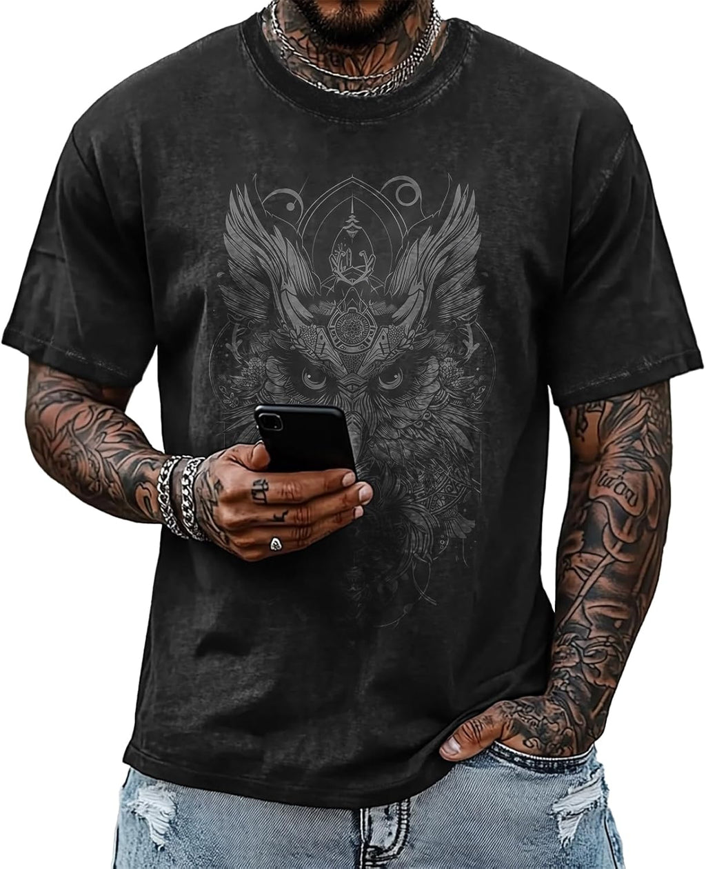 Mens Graphic T-Shirts 90s Rock Summer Big and Tall Workout Breathable Quick Dry Short Sleeve 100% Cotton Tee Shirts