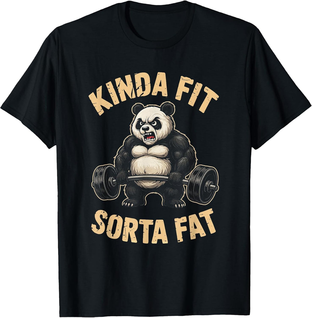 Kinda Fit Sorta Fat Funny Gym Panda Weightlifting Workout T-Shirt
