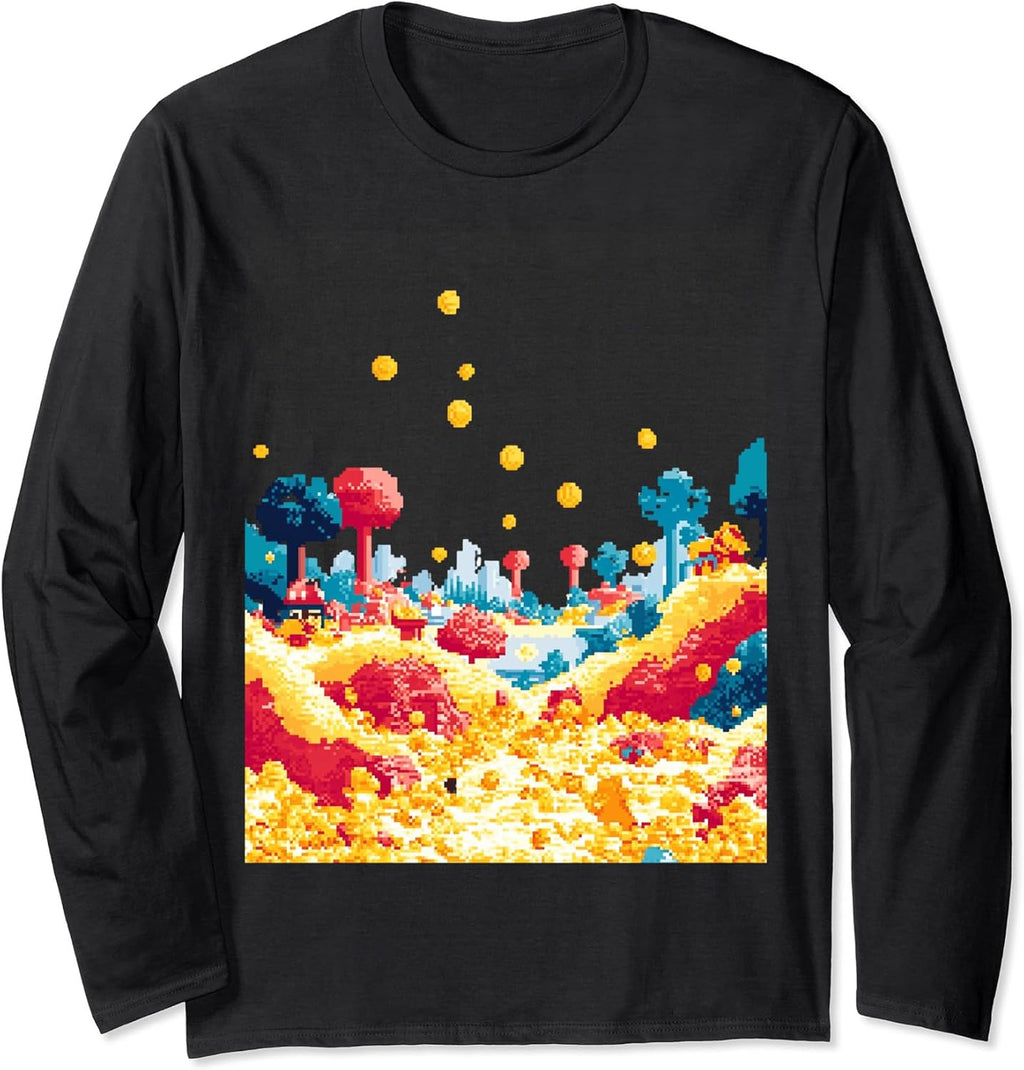 Retro Pixel Art Video Game Design Long Sleeve T-Shirt