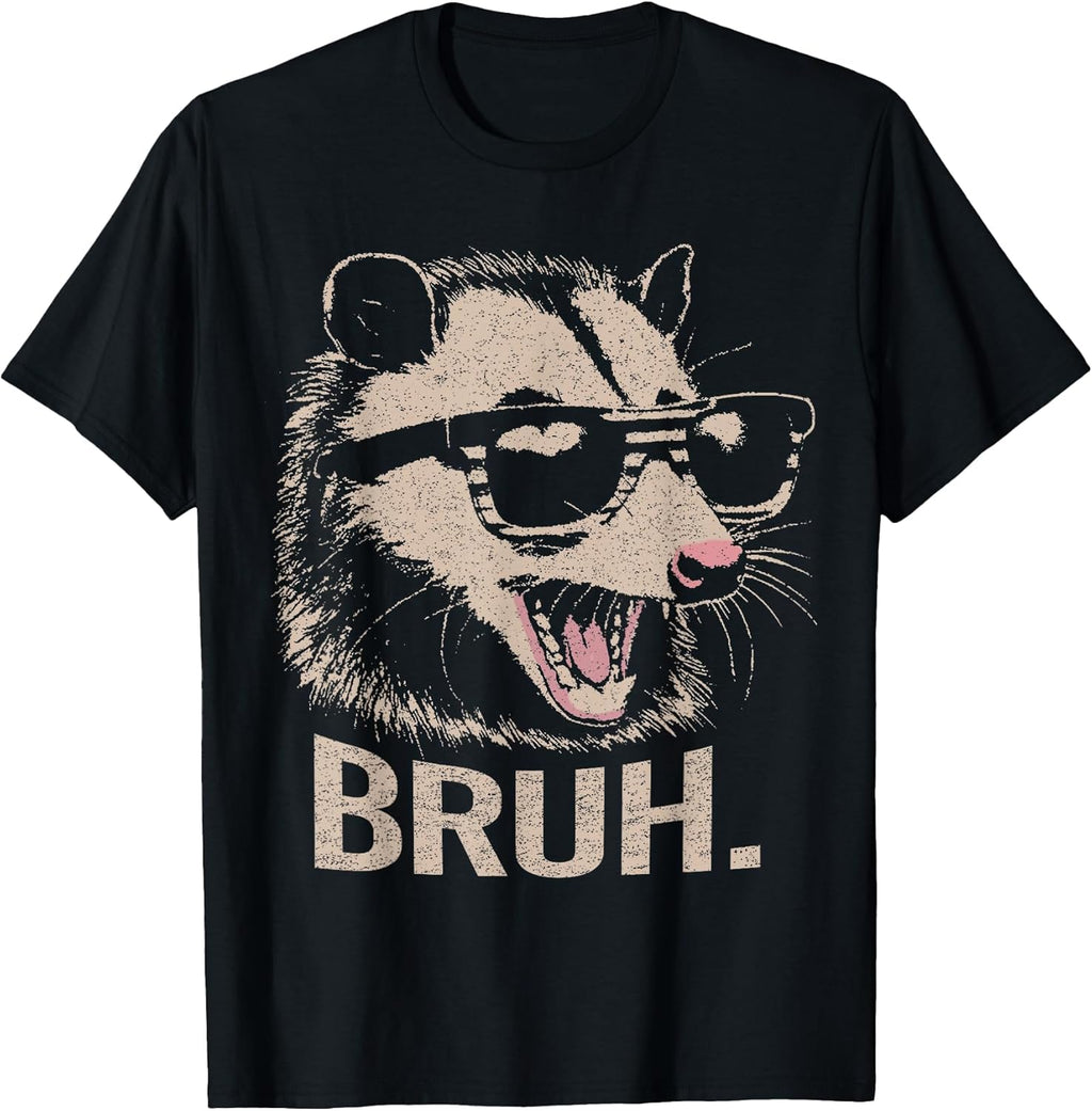 Bruh Opossum Funny Sunglasses Possum Lover Teens Slang Meme T-Shirt