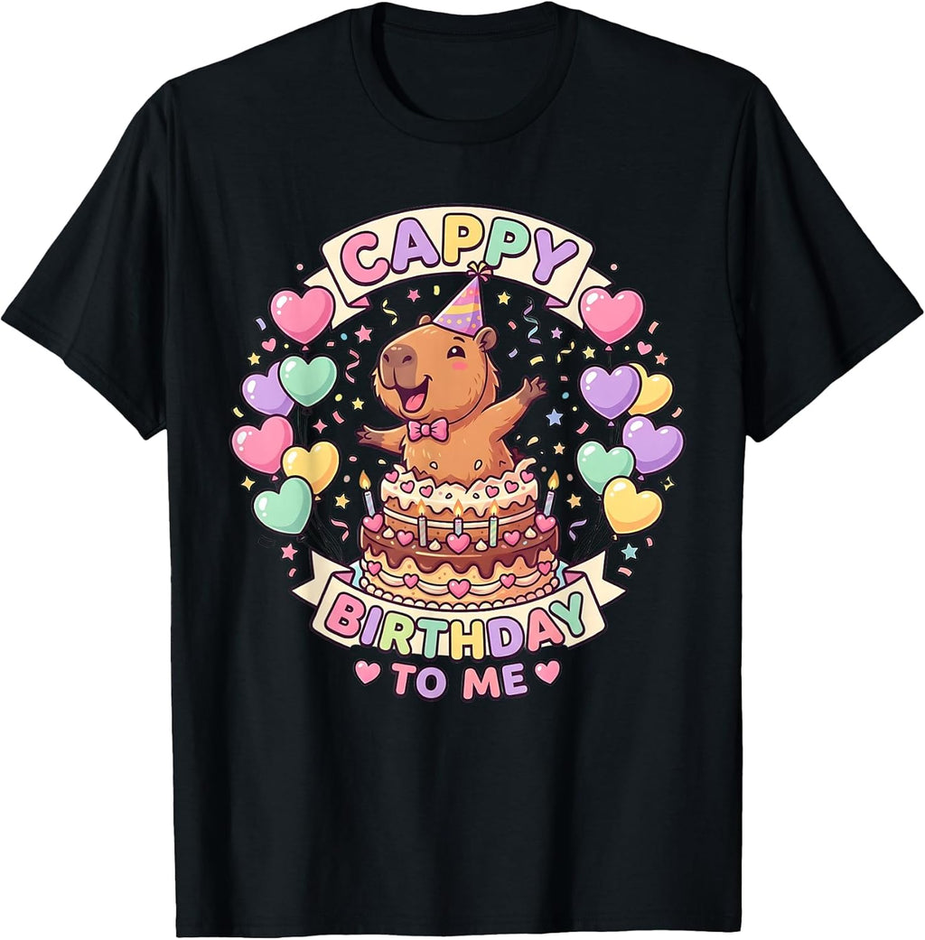 Capybara Birthday Kawaii Girl Cappy Birthday to Me T-Shirt