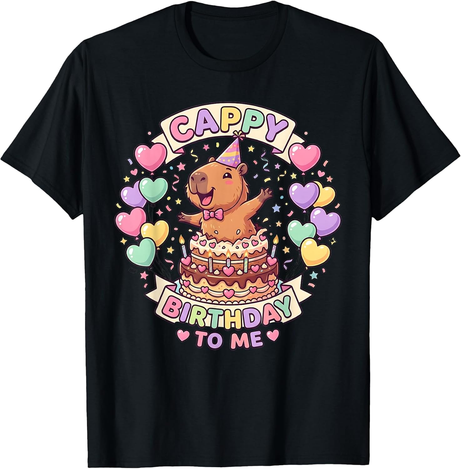Capybara Birthday Kawaii Girl Cappy Birthday to Me T-Shirt