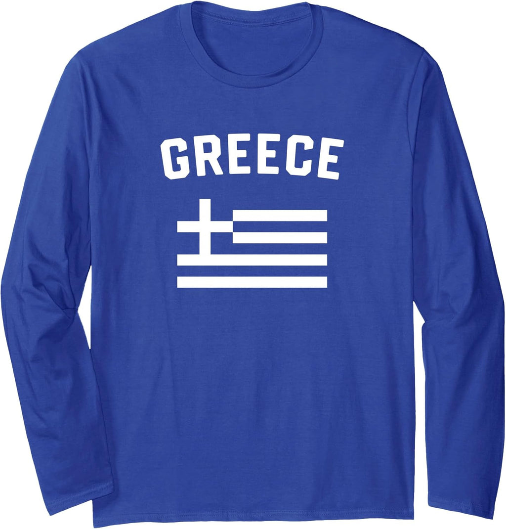 I Love Greece Minimalist Greek Flag Long Sleeve T-Shirt