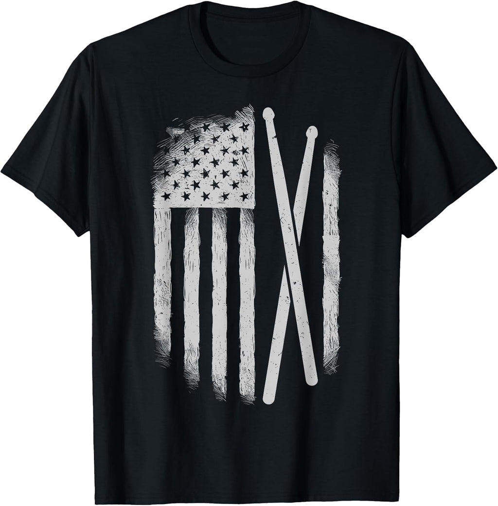 American Flag Drumsticks USA Drummers Vintage Drum Sticks T-Shirt