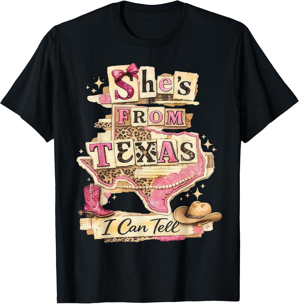 She's from-Texas I Can Tell Retro Vintage Texas-Girl T-Shirt