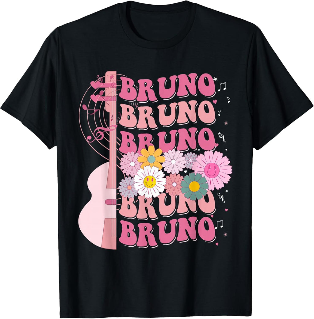 Girl Retro Bruno First Name Personalized Groovy 80's T-Shirt