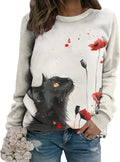 Womens Pink Sweatshirt With Colorful Elephant Floral Print Artistic Long Sleeve Pullover Soft Top For Everyday Style