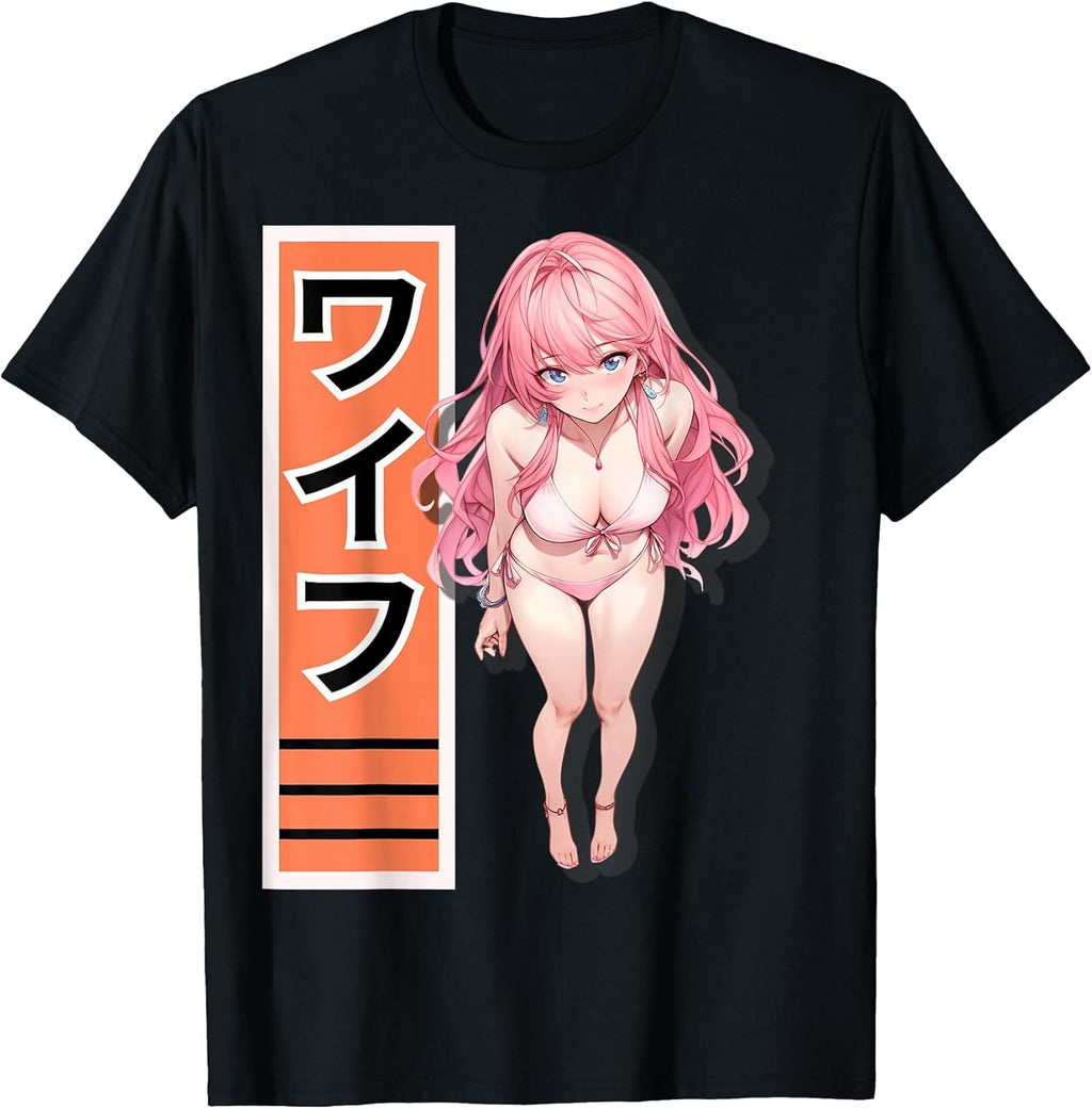 Vibrant Anime Girl Waifu Kawaii Design for Manga and Otaku T-Shirt