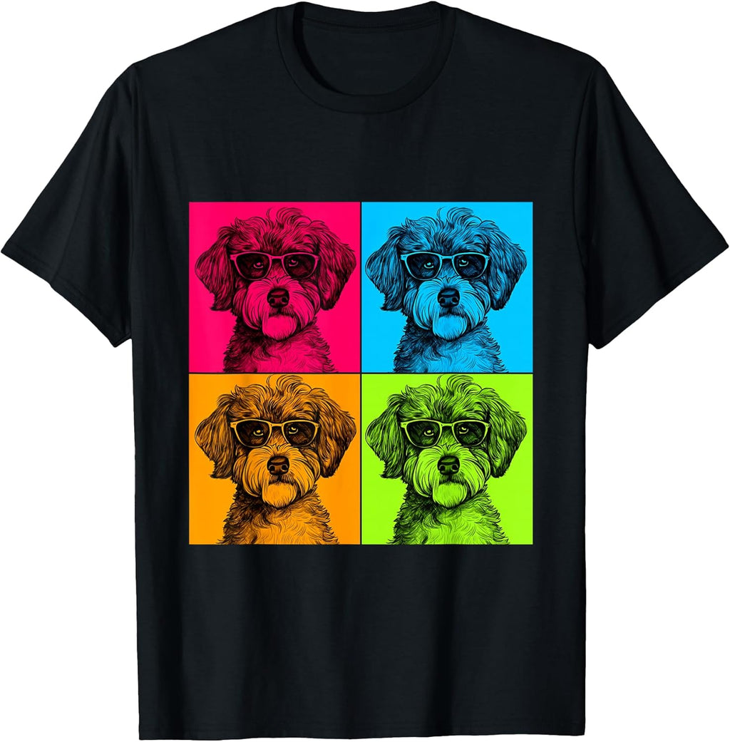 Schnoodle Dog Pop Art Design Illustration Colorful Men Women Girls Kids T-Shirt