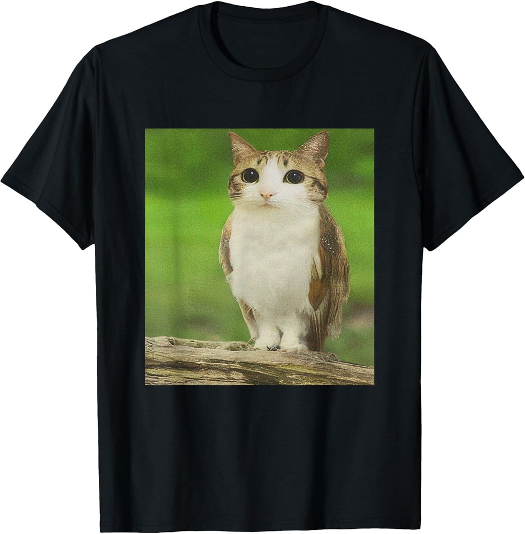 Cat Owl Funny Cursed Internet Trendy Meme T-Shirt