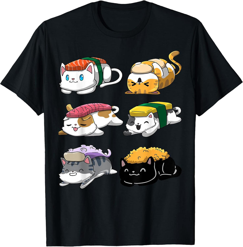 Sushi Cats Sushi Lover Cat Lover Kawaii Anime Neko T-Shirt