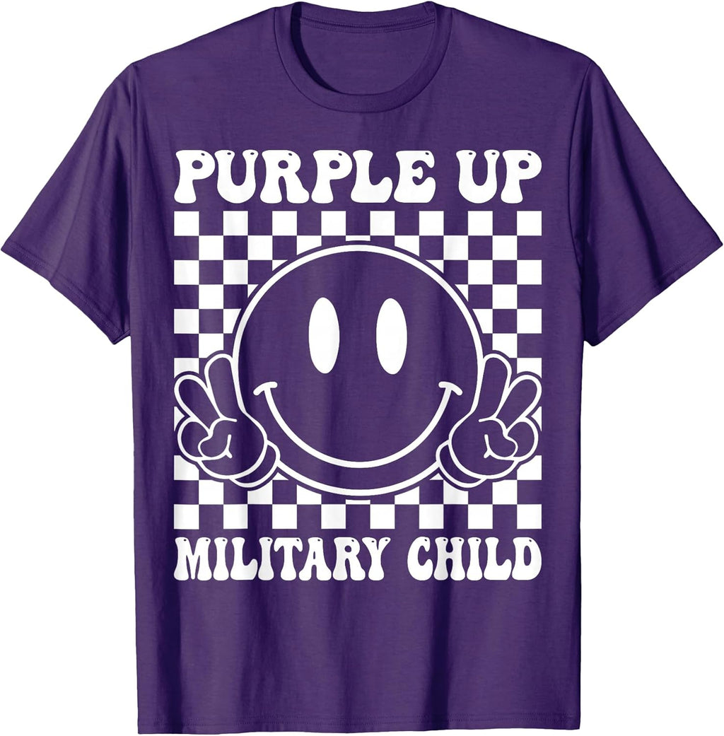 Purple Up for Military Kids Groovy Military Child Month T-Shirt