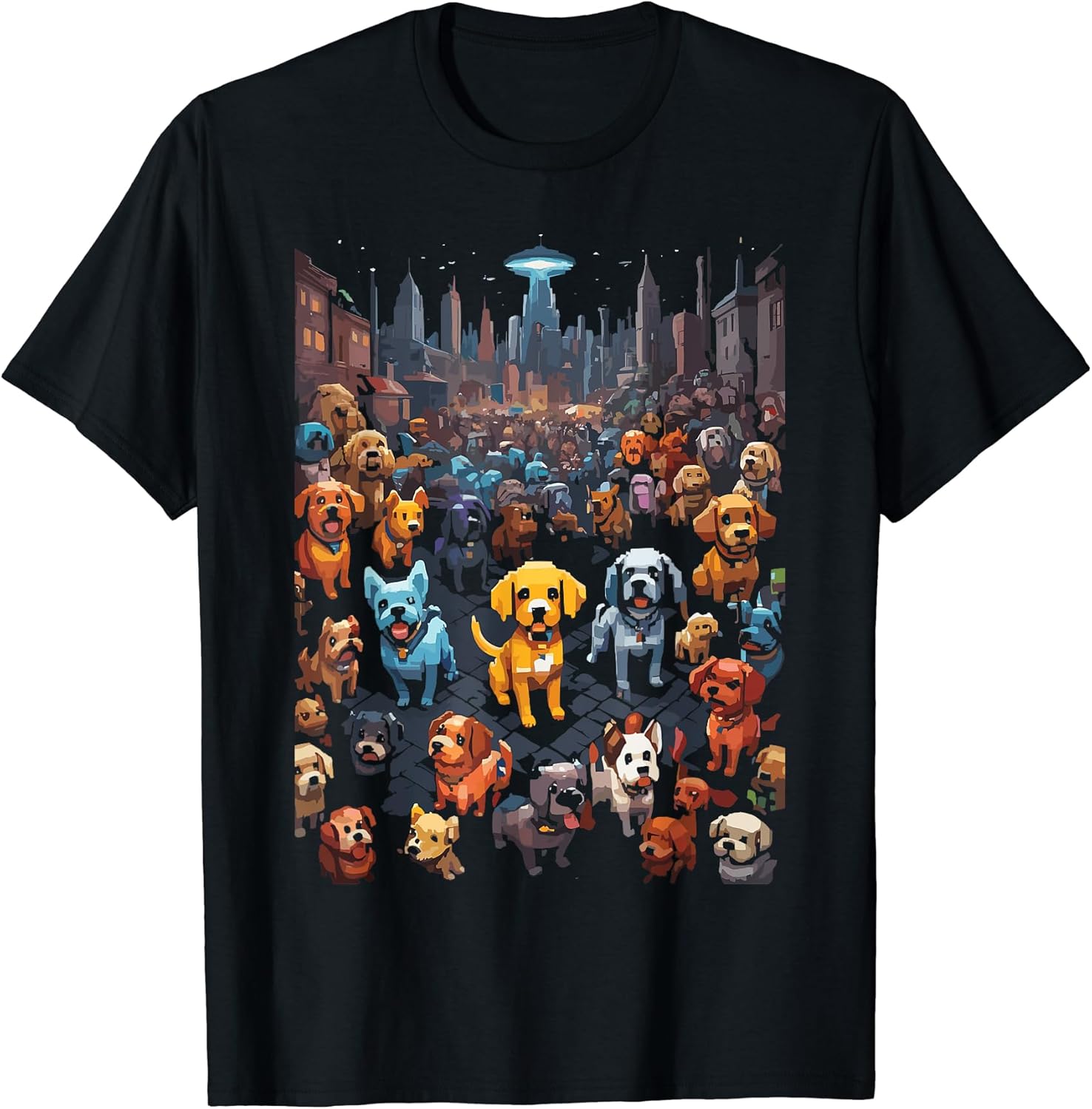 Pixel Art Futuristic Dogs T-Shirt