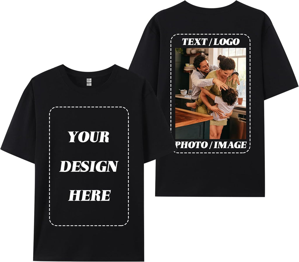 ISUNMEA Custom T-Shirts for Men Women, Custom Tees Shirt Design Your Own, Personalized Photo/Text T-Shirt