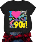 90s T Shirt for Women Retro 90s Nostalgia Graphic Tee Short Sleeve 90's Theme Party Tee Casual Vintage 90s Throwback Tops