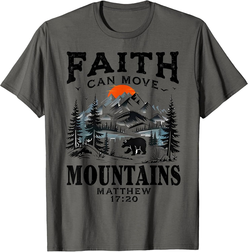 Faith Can Move Mountains Religious Christian Sunset Camping T-Shirt