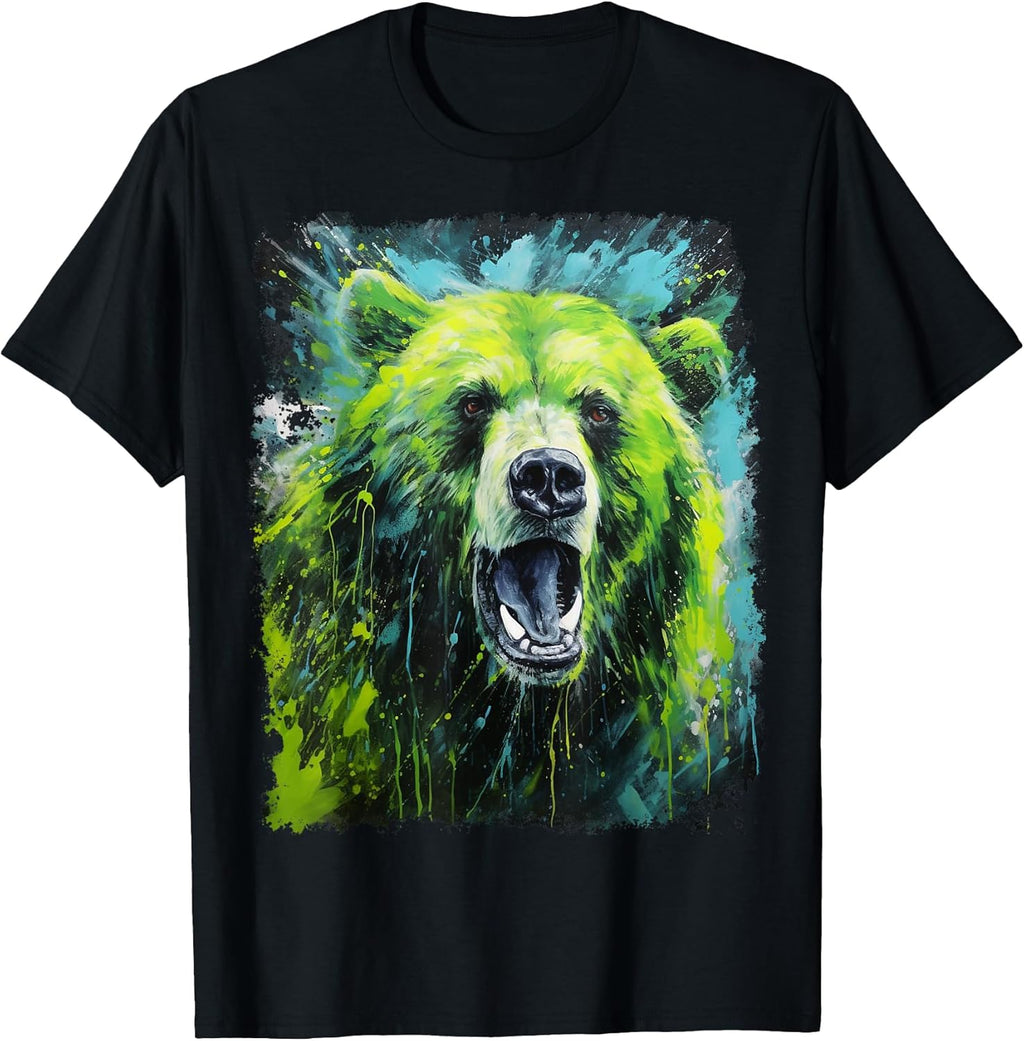 Pop Art Colorful Bear Green T-Shirt