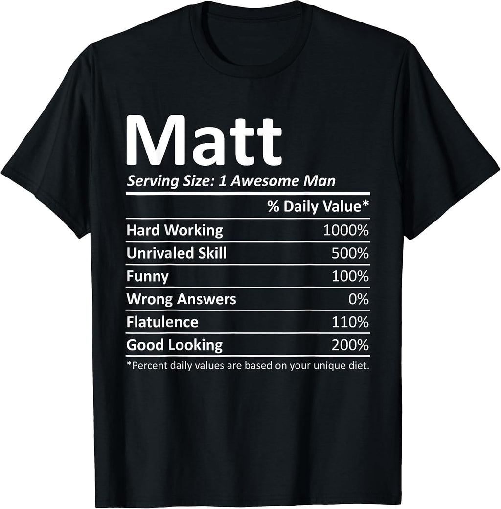 Custom Christmas Father's Day Men Nutrition Facts