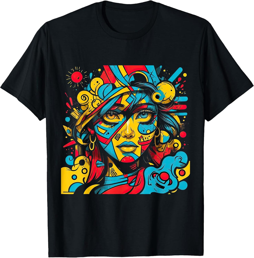 Bold Abstract Pop Art Woman Color Explosion T-Shirt