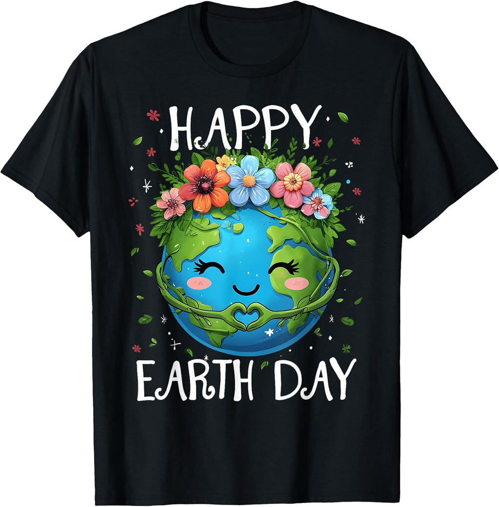 Happy Earth Day Heart Floral Earth Day Boys Womens Girls T-Shirt