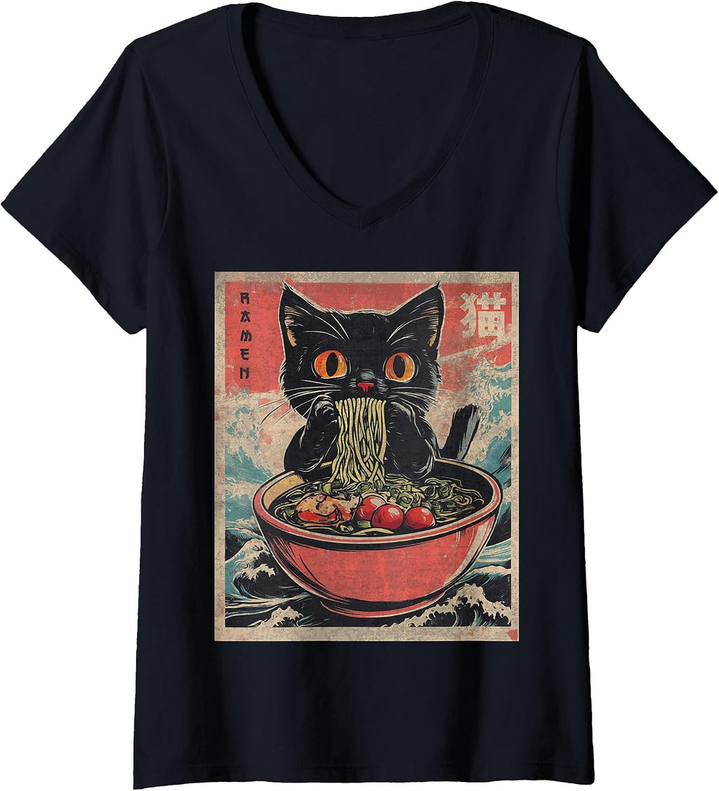 Anime Shirt For Men Women Kids Cat Ramen Noodles