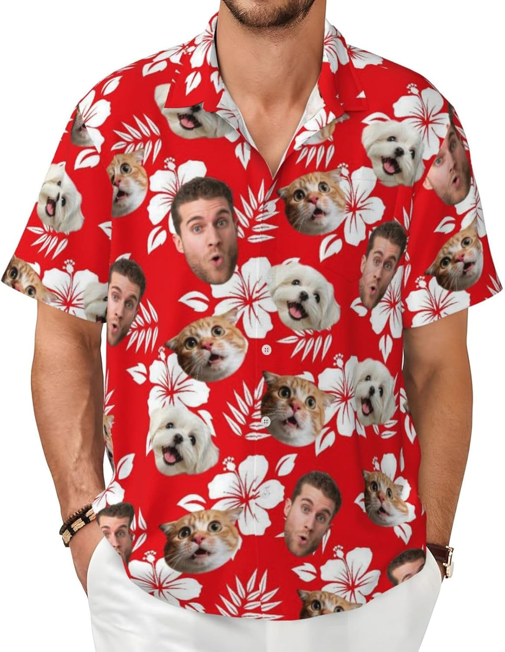 Custom Hawaiian Shirt, Custom Hawaiian Shirt with Face, Personalized Holiday Beach Shirts Design with Your Own Photos Gifts