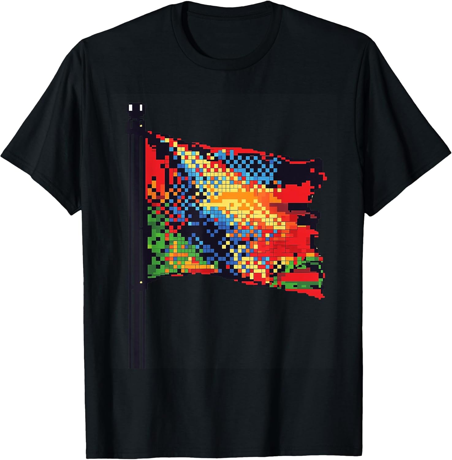 Colorful Pixel Art Flag for Nostalgic Fun T-Shirt