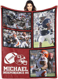 Personalized Football Blanket with Photo Team Name & Number, Custom Football Senior Night Gifts for Players, Boys, Men, Sports Lover Fans,Football Player