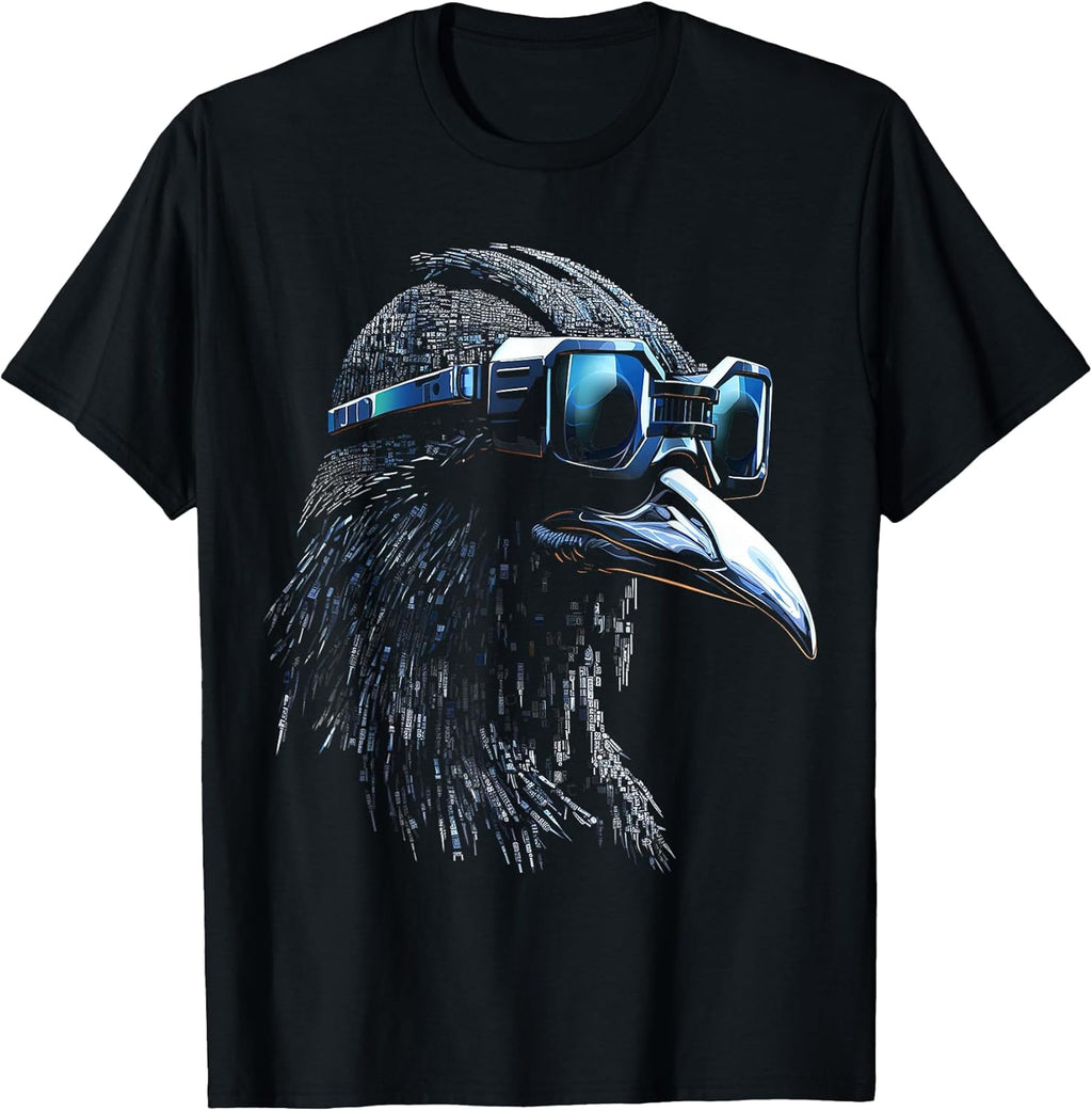 Raven Bird Pixel Art Animal Drawing Motif Raven T-Shirt