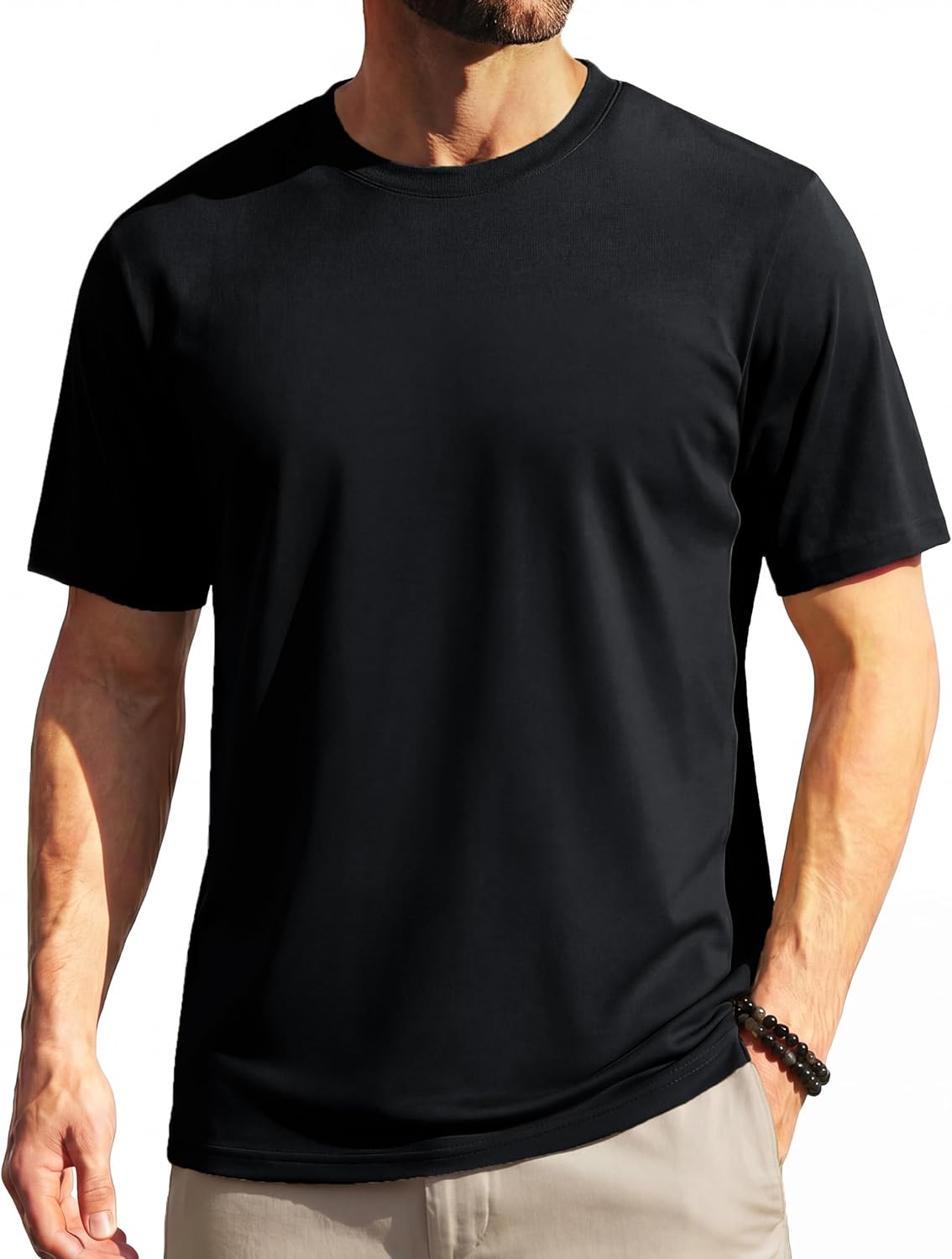 Mens Short Sleeve T-Shirts Moisture Wicking UPF80+ Summer Shirt Basic Crewneck Tshirts Plain