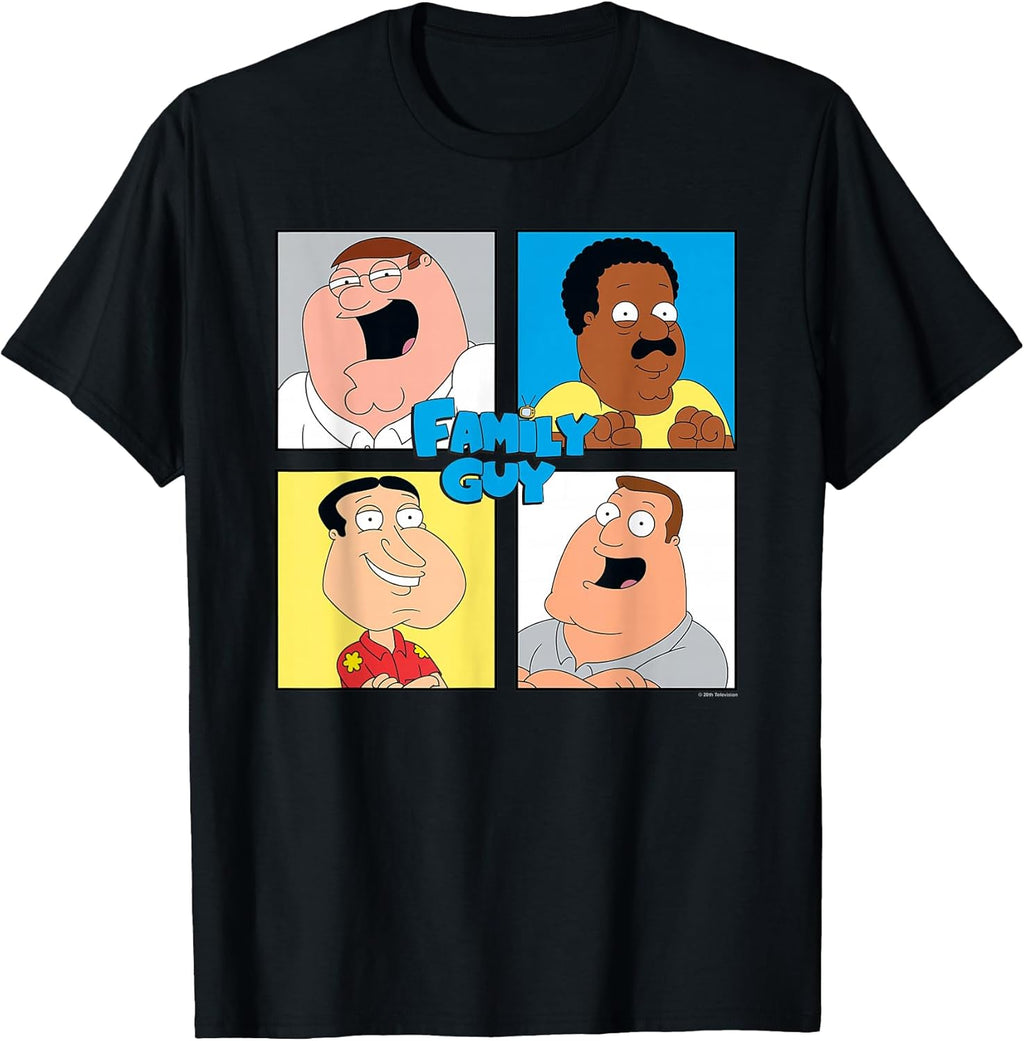 Colorful Pop Art Character Grid Funny Cartoon T-Shirt