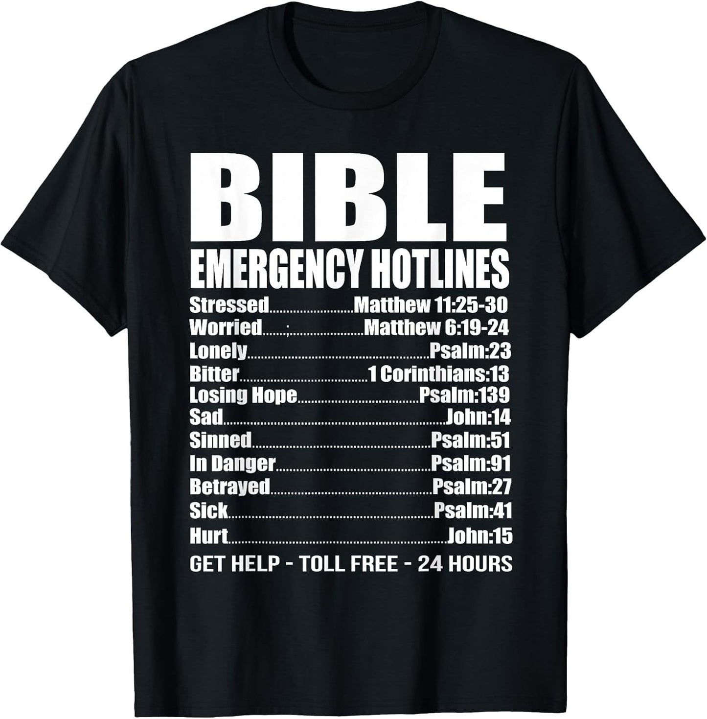 Bible Emergency Numbers Funny Hotline Christian Gift T-Shirt