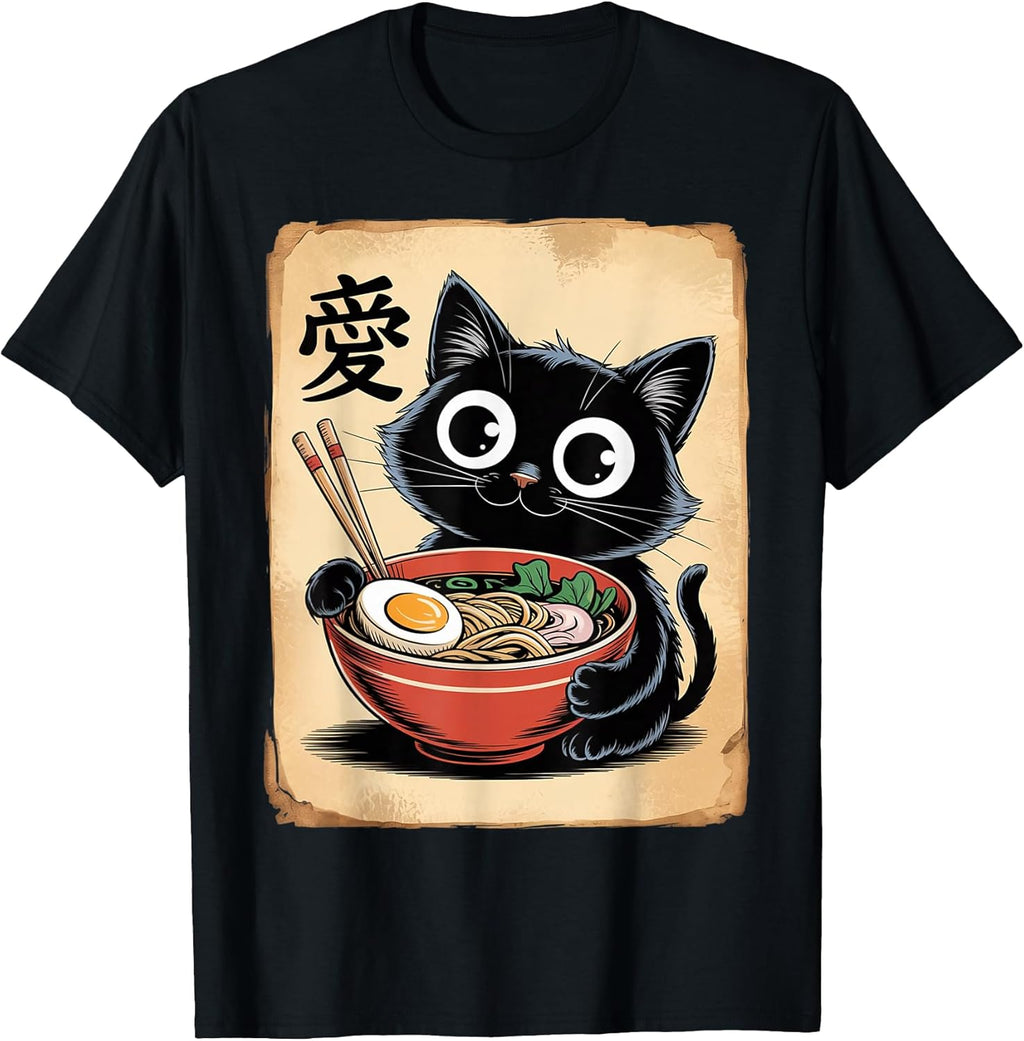 Funny Cat Ramen Japanese Kawaii Anime Cat Men Women T-Shirt