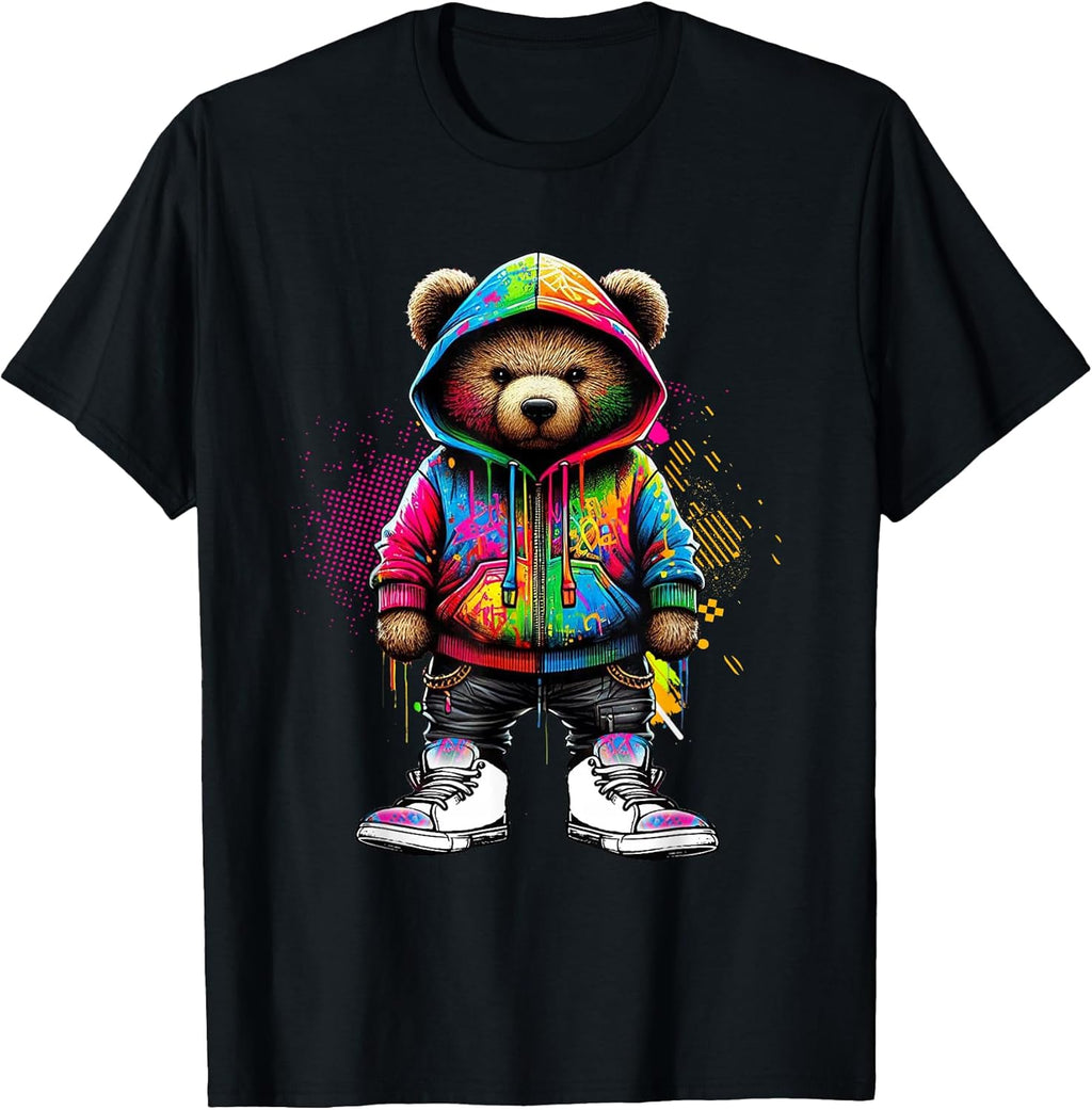 Hip Hop Teddy Bear Colorful Urban Rap Music Breakdancing T-Shirt