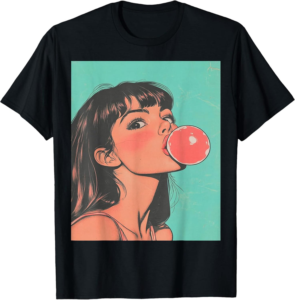 Pop Art Women's Tops Fashion Bubble Gum Pink T-Shirt