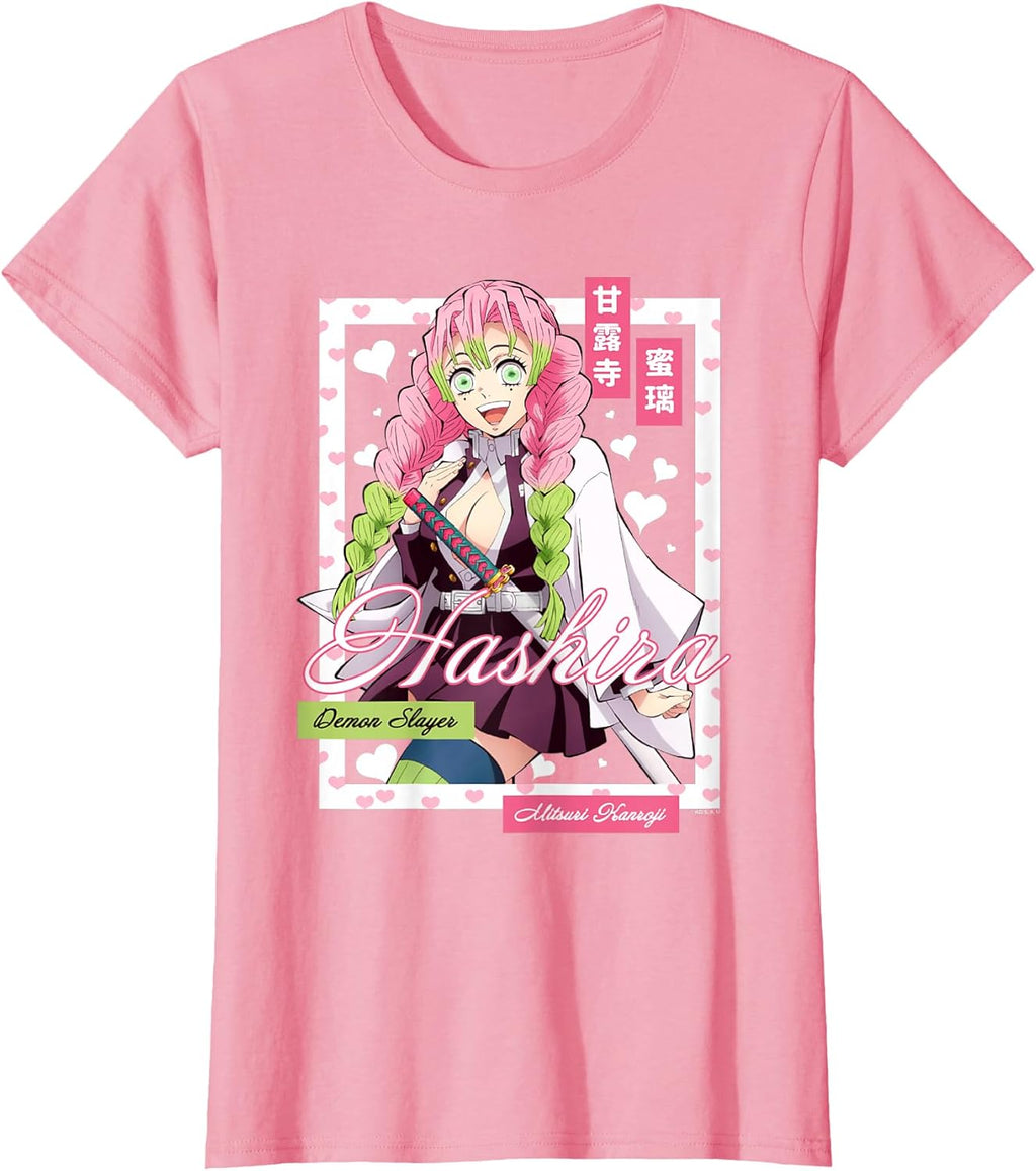 Kimetsu no Yaiba Mitsuri Kanroji Pink Heart T-Shirt