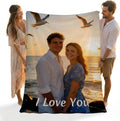 Ship Next Day Custom Skin Friendly Blanket with Picture Photo Text Logo Personalized Blankets Customized Throw Idea for Women Girlfriend Boyfriend Valentine's Day (One Photo)