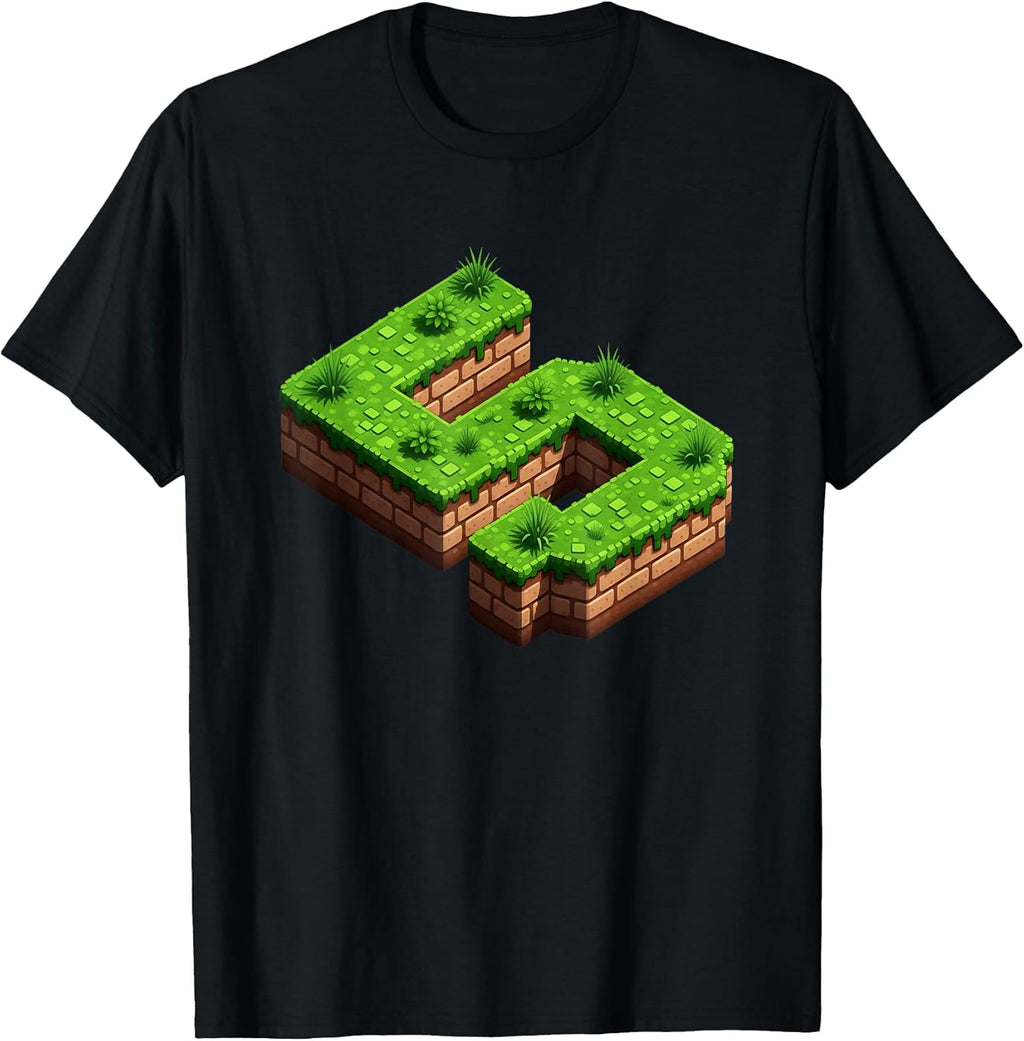 Fun 5th Birthday Number 5 Video Gamer Pixel Themed Bday Kids T-Shirt
