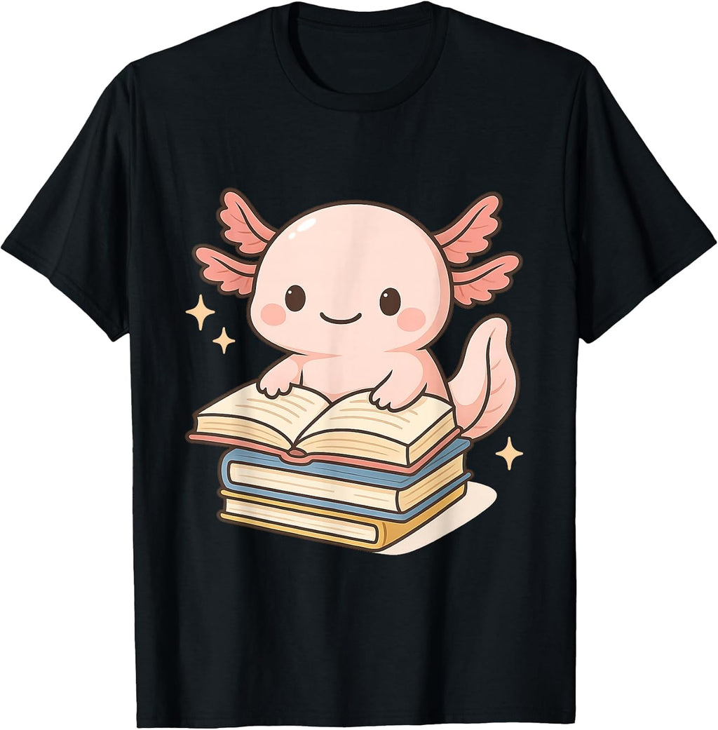 Cute Axolotl Reading Books Shirt Kawaii Axolotl Lover T-Shirt