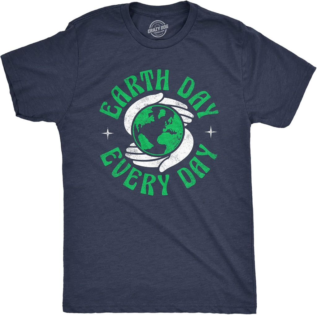 Mens Earth Day T Shirts Funny Green Environmental Graphic Novelty Recycling Tees for Guys