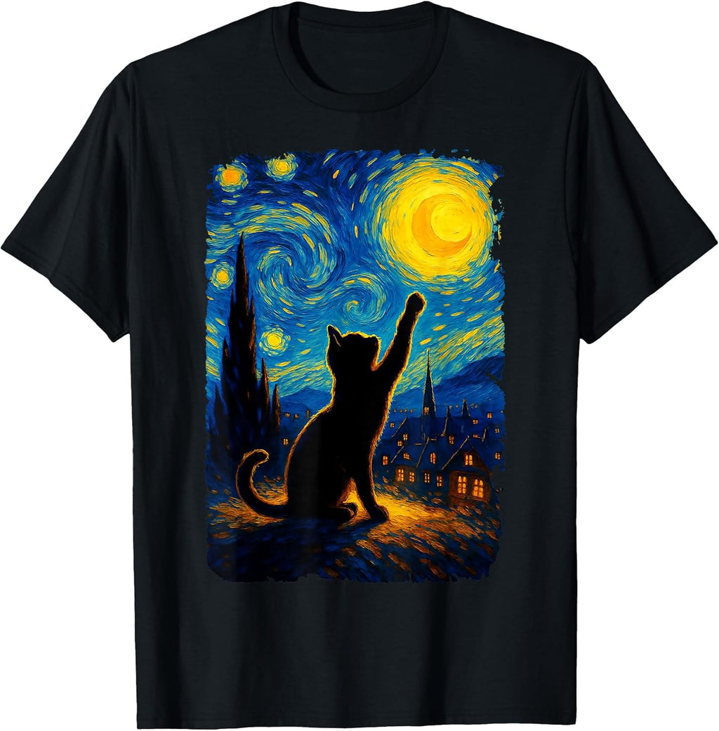 Funny Starry Night Cat Lover Graphic