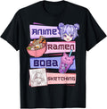 Anime Girl Ramen Boba Tea Bubble Tea Sketching T-Shirt
