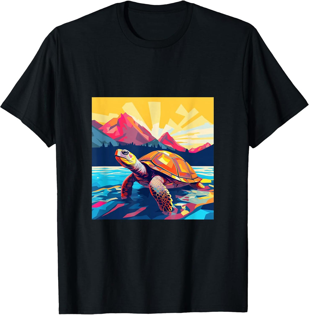 Abstract Pop Art Mountain Turtle T-Shirt