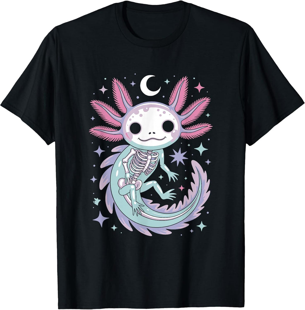 Pastel Goth Girl Kawaii Cute Skeleton Axolotl T-Shirt