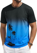 Mens Short Sleeve T-Shirts Casual Graphic Gradient Printed Tee Crewneck Summer Beach Hawaiian Vintage Shirts