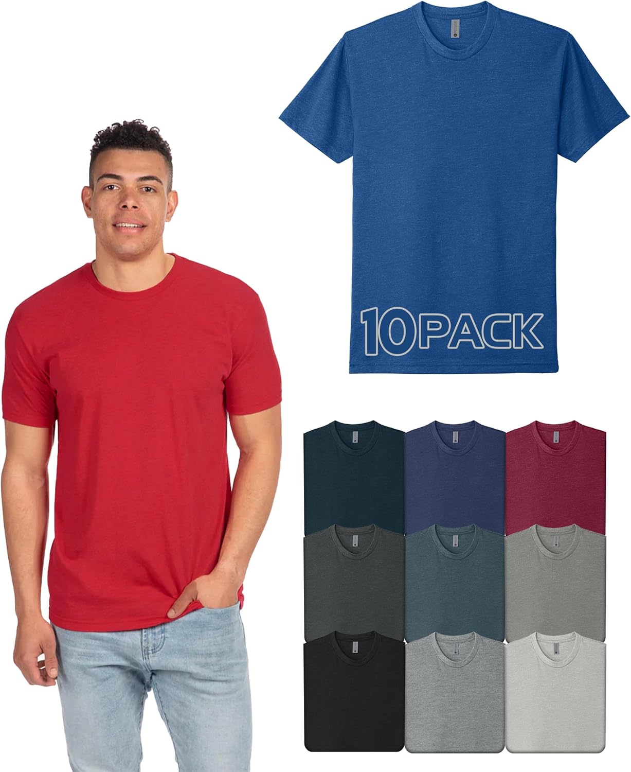 Apparel 6210 Men's T-Shirts, Pack of Unisex CVC Cotton Blend Bulk Undershirt – Custom Color Set Remera para Hombre