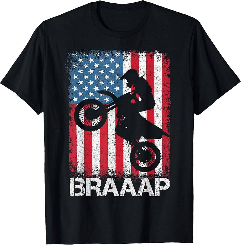 Braap Motor Bike American Flag Shirts