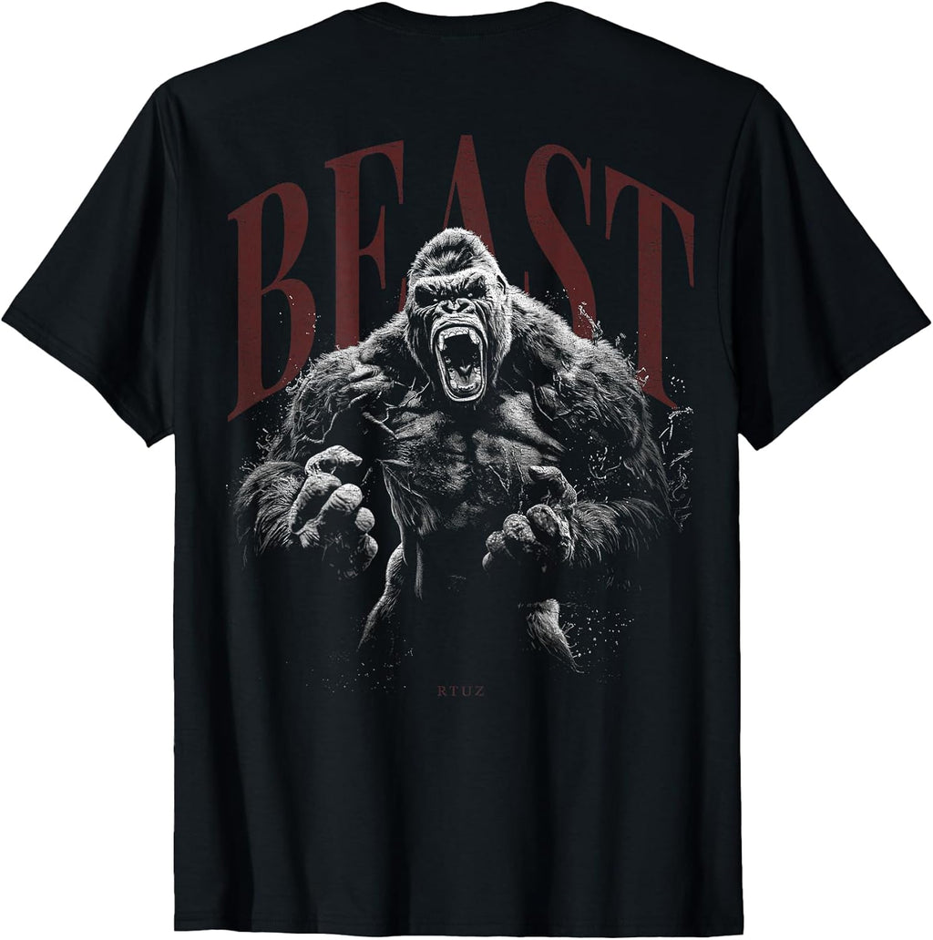 Back Print Gorilla Kong Ape Gym Fitness Streetwear Women Men T-Shirt